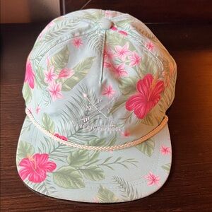 Tropical Floral Men's Cap with Pink and Green Design